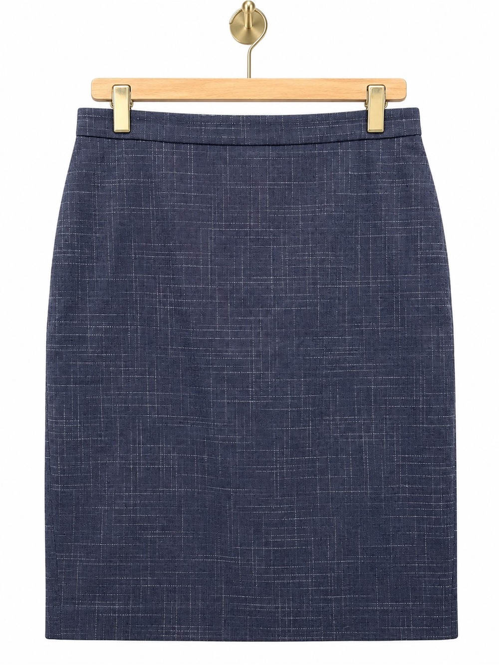 Womens Blue Gray Pencil Skirt Textured Windowpane Career Office Size 6